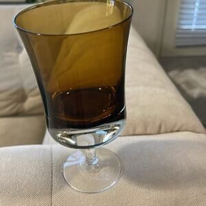 2 Glasses Denby water goblets amber color set of 2